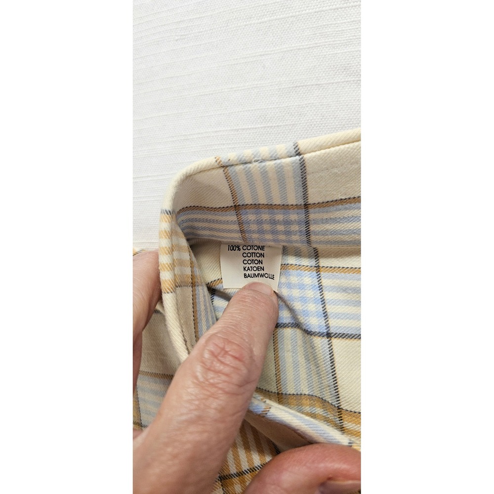Corneliani ID Mens Plaid Button Down Shirt Orange Blue Cotton Size L 42 Large - Picture 3 of 7